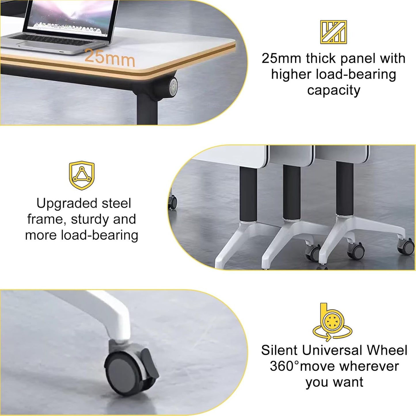Conference Room Table with Flip-Top Design for Dynamic Meetings, Business Table Computer Desk with Heavy-Duty Frame,Foldable Seminar Meeting Tables for Home Office (2, E, 47.2IN)