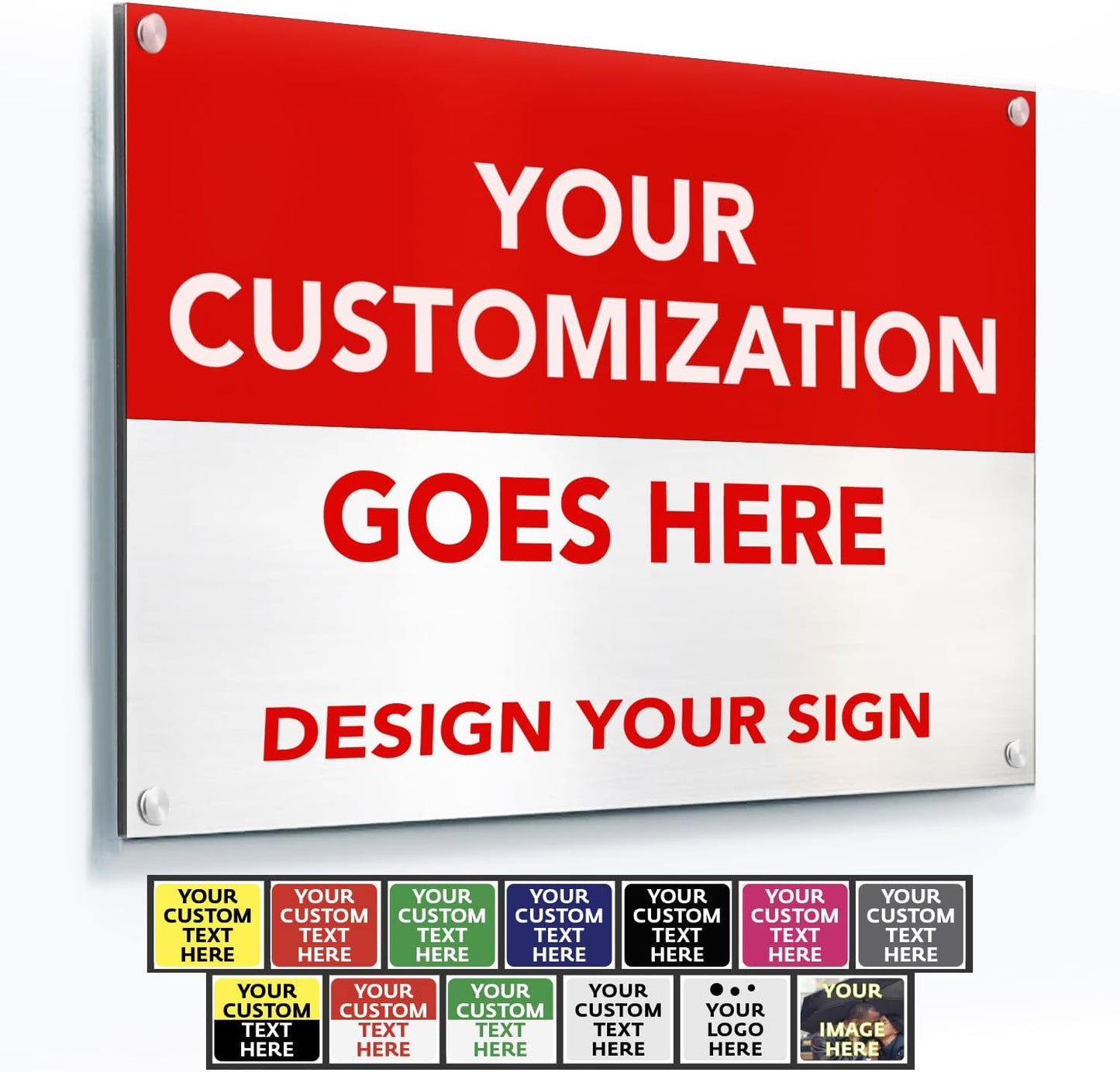 SPEEDYORDERS Custom Outdoor Metal Signs, Personalized Aluminum Signs, Customized Safety Signs, Metal Business Signs, Waterproof Outdoor Business Signs, White Aluminum (Red & White, 7x7 In)