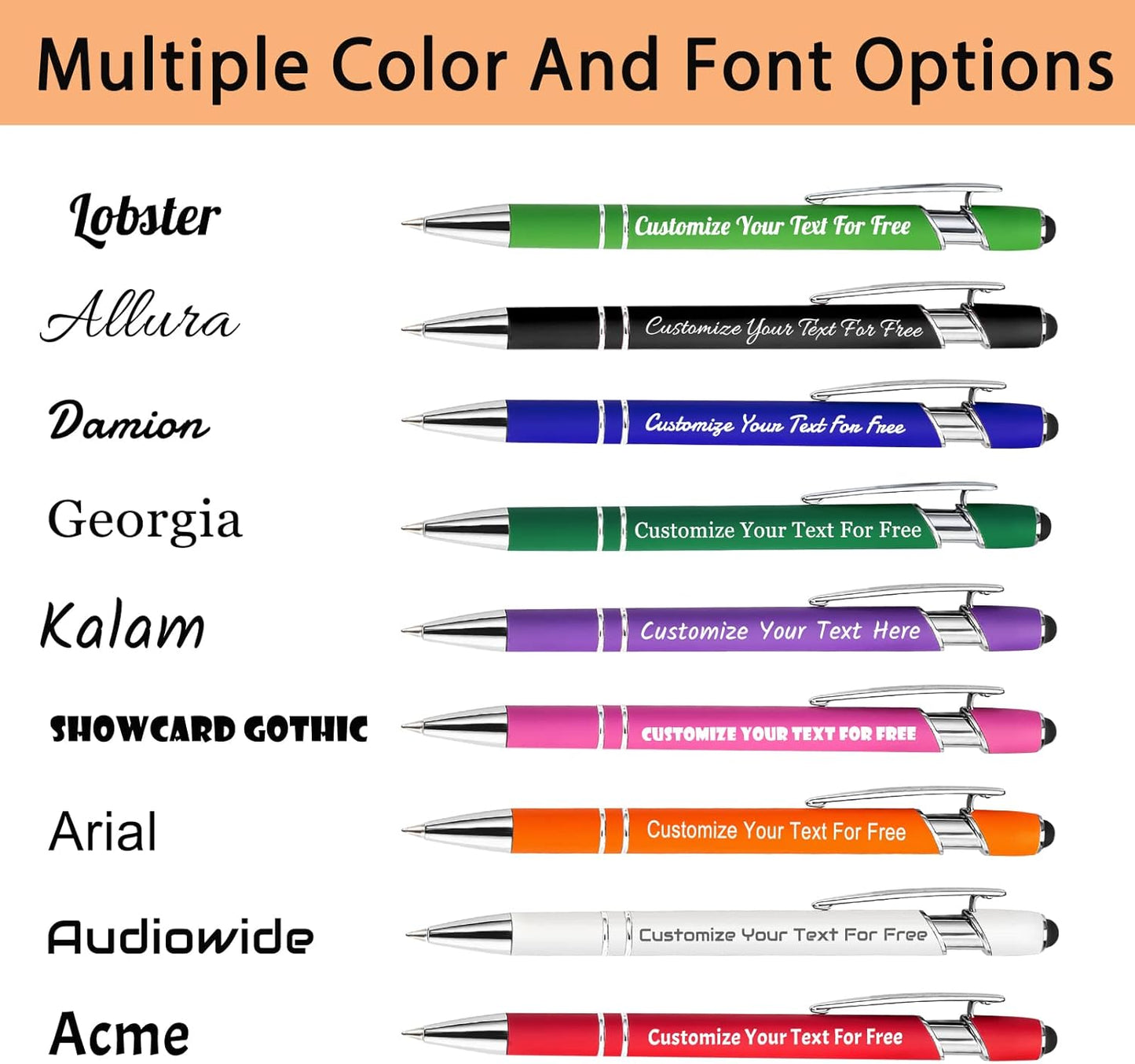 Max 500 Pcs Personalized Pens Bulk, Custom Pens with Free Engraving, Customized Stylus Tip Ballpoint Pen with Your Name Massage Text for School Office Business Graduation Anniversaries-30 Packs