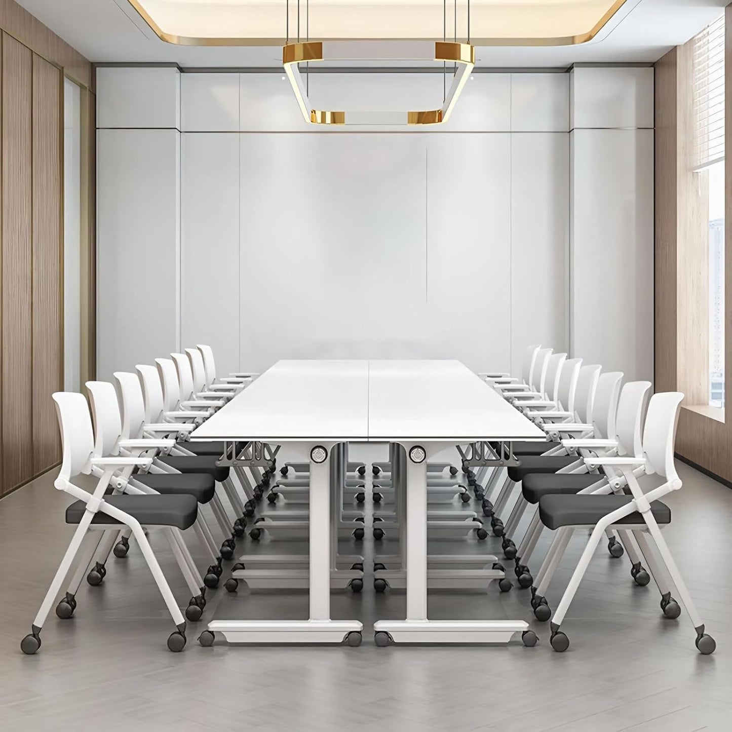 4Pack Conference Room Table, Folding Conference Table for Office Classroom, Mobile Training Tables with Casters Silent Wheels, Large Rectangular Convertible Modular Seminar Tables (L47.2in)