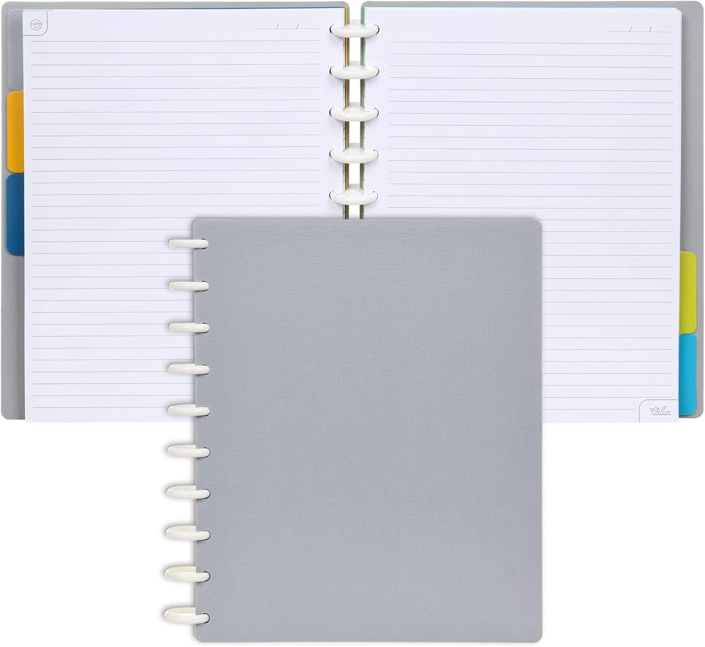 Talia Discbound Notebooks, Planner, Customizable, (Cool Grey, Midsize (7.5in x 9.75in))