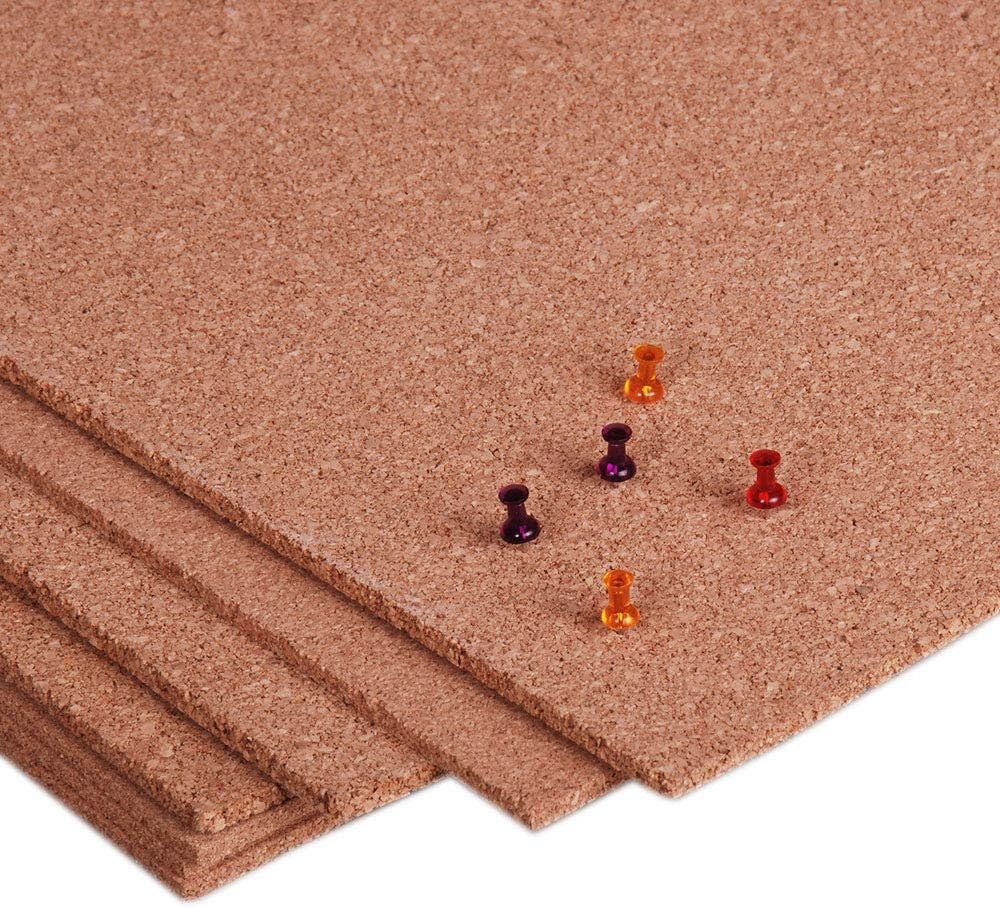 Manton Cork Premium Cork Roll - 4' x 8' x 1/4", 100% Natural Facing Grade Material for Bulletin Boards, Decorative Photo and Message Push Pin Displays - Perfect for Home, School, and Office
