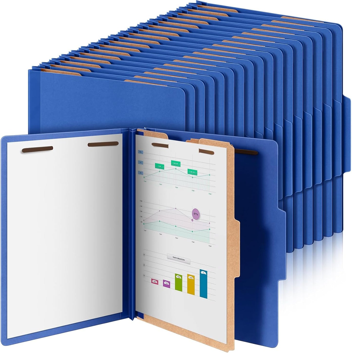36 Pcs Classification Folders Letter Size, 1 Divider Pressboard File Folder with Fasteners, Expanding File Organizer Bulk for Teachers, Clergy, Office, Church, Christmas Donations (Dark Blue)