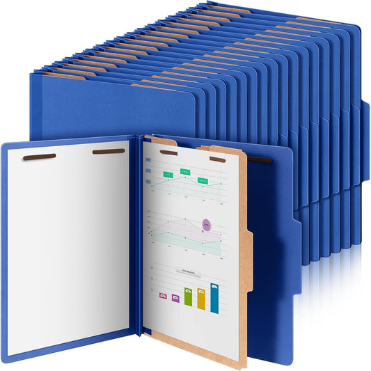 36 Pcs Classification Folders Letter Size, 1 Divider Pressboard File Folder with Fasteners, Expanding File Organizer Bulk for Teachers, Clergy, Office, Church, Christmas Donations (Dark Blue)
