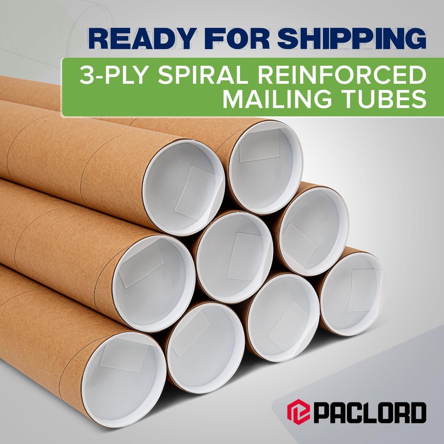 3" x 36" Reinforced Kraft Paper Mailing Tubes, Pack of 2 Tubes with 2 Caps Each – USPS Approved Poster Tube – Made in USA Cardboard Tube for Shipping and Storing Posters, Prints, Artwork, or Documents