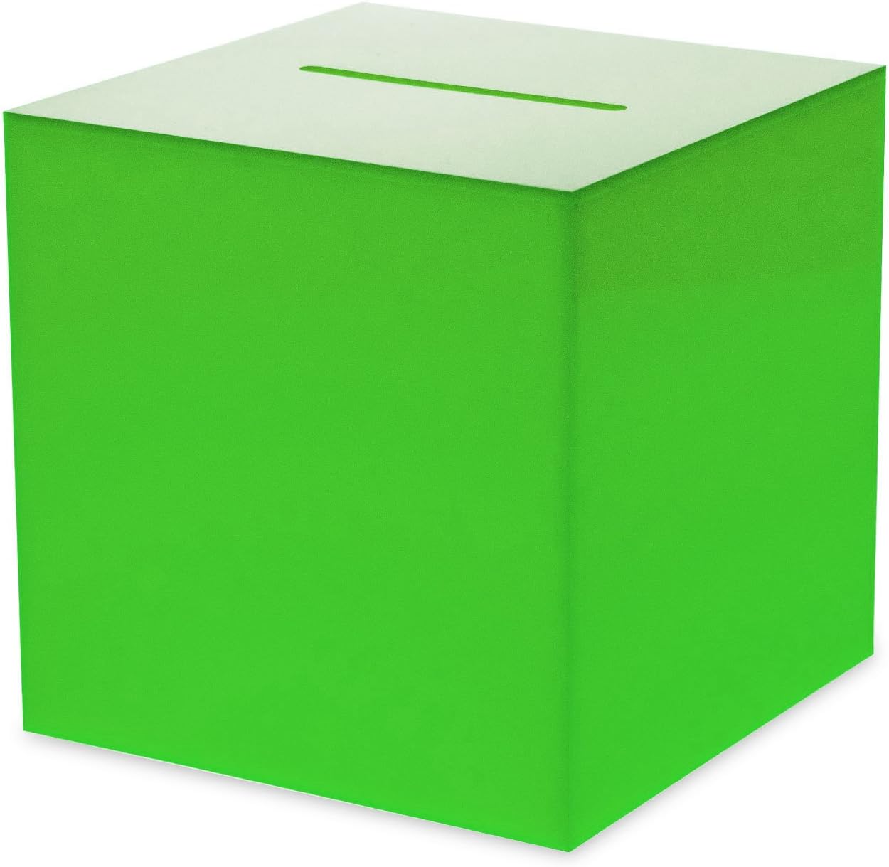 Source One Premium Acrylic Cube Donation Box with Deluxe Rear Open Door and Cam Lock Suggestion Box (12 Inch, Green)