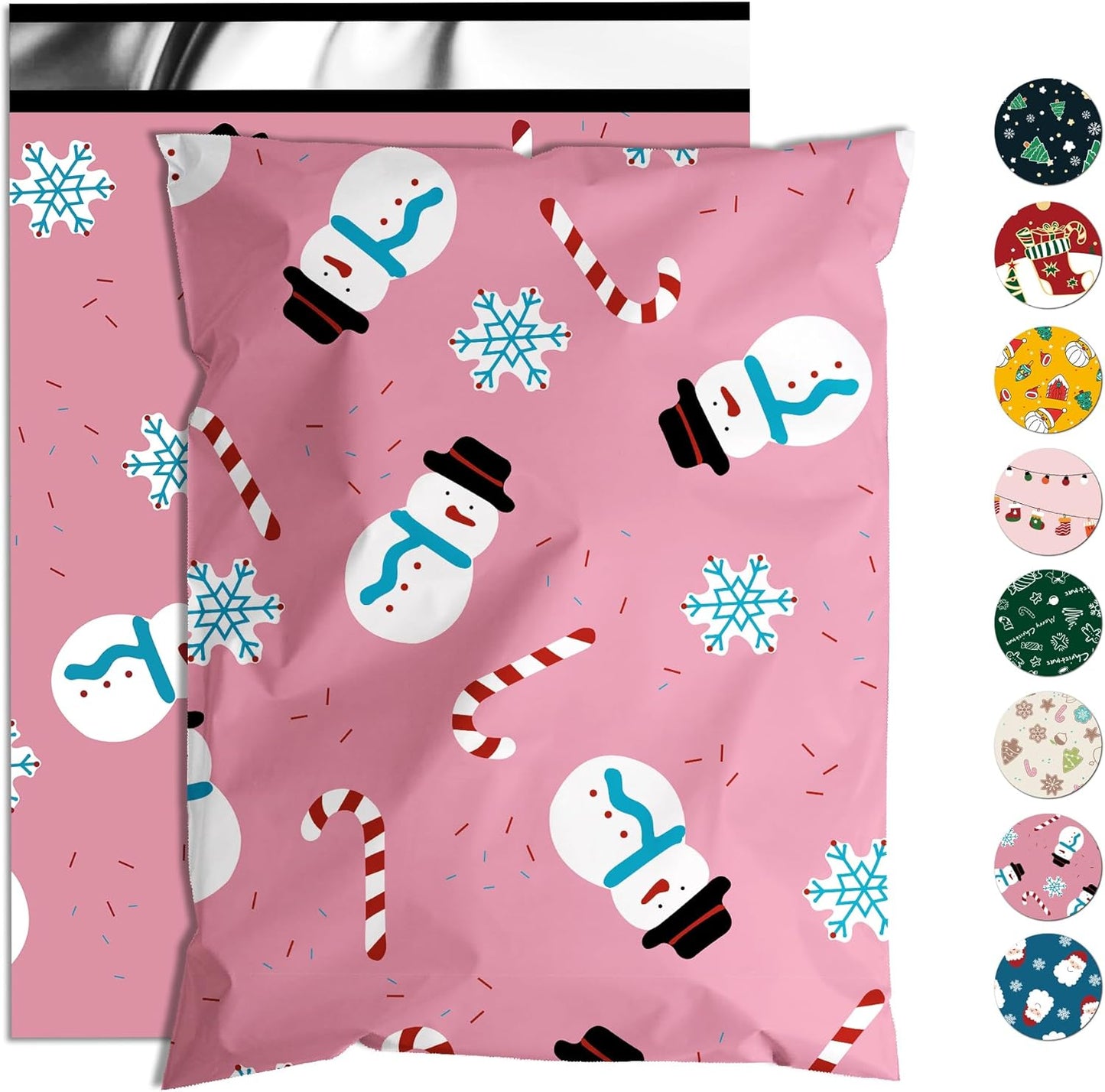 Christmas Poly Mailer 10x13 Inch 100 Pcs, Waterproof Shipping Bags for Clothing, Tear-Resistant Mailier, Strong Mailing With Self-Seal - Snowmen Printed