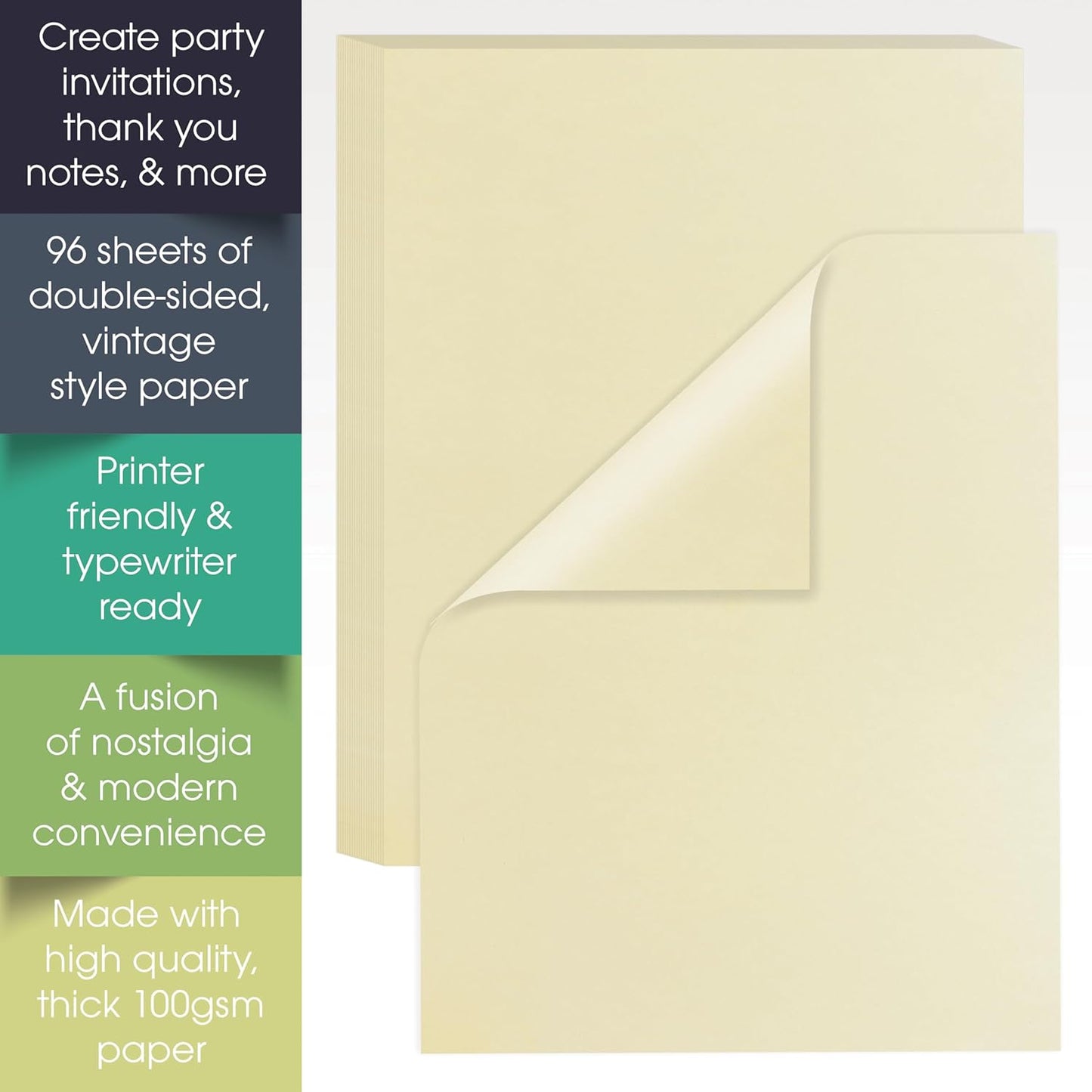 Parchment Stationery Paper, 96 Sheets, Textured Off White, 24 lb Bond/90 gsm, Stationery Paper for Certificates, Resumes, Diplomas, Executive Use, Printer-Friendly, by Better Office Products