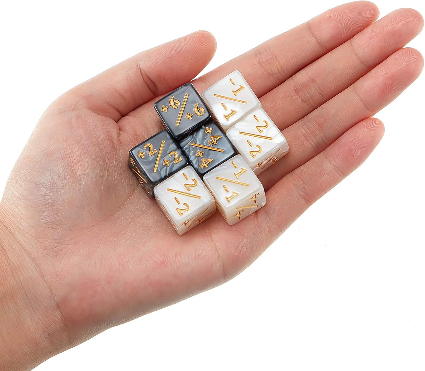 Sumind 24 Pcs Magic Life Counter Dice -1/+1 Counters Commander Buff Tokens 6 Sided Dice Loyalty Life Gifts Compatible with MTG CCG TCG Cards Gaming Accessory (Charming Style)