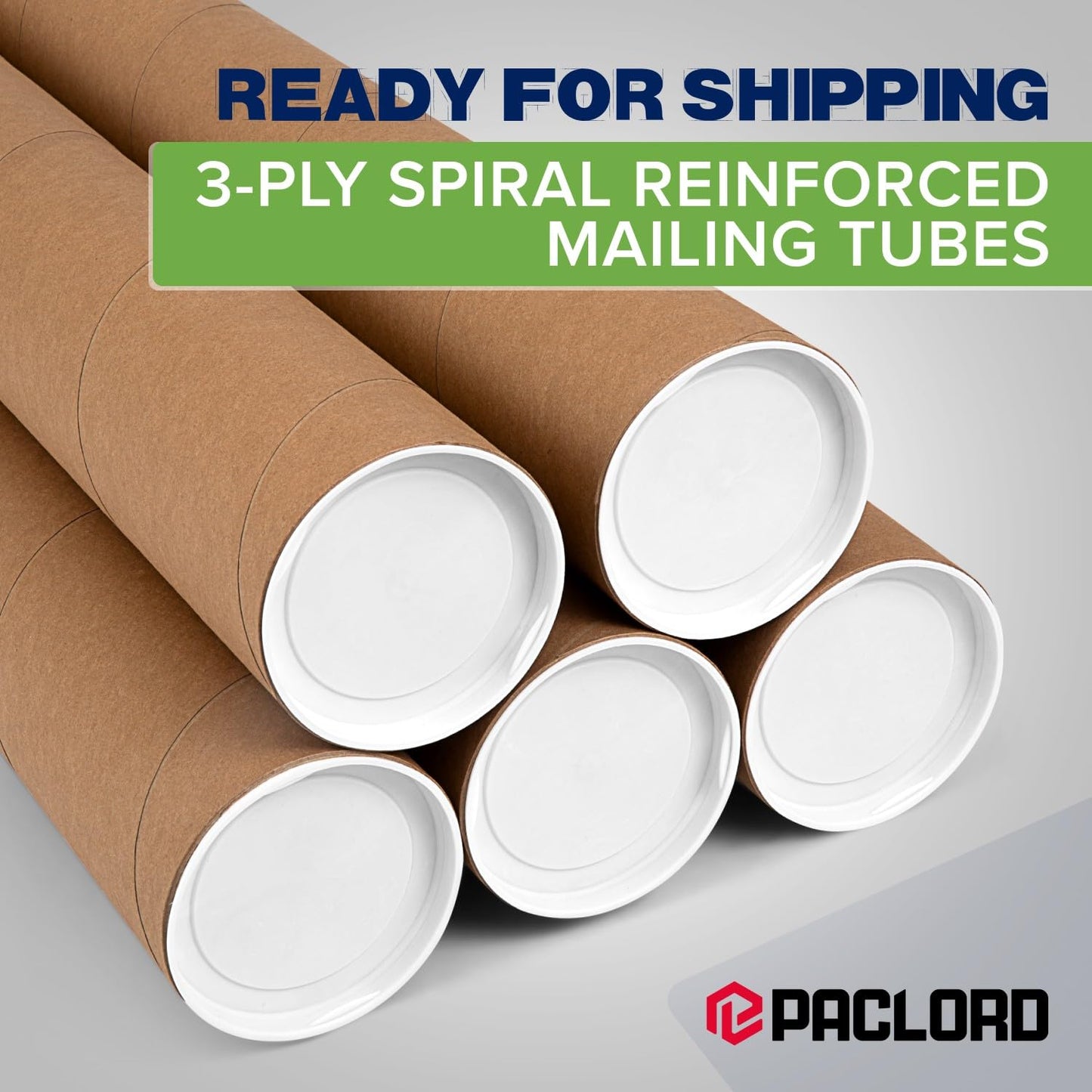 4" x 36" Reinforced Kraft Paper Mailing Tubes, Pack of 10 Tubes with 2 Caps Each – USPS Approved Poster Tube – Made in USA Cardboard Tube for Shipping and Storing Posters, Prints, Artwork, Documents