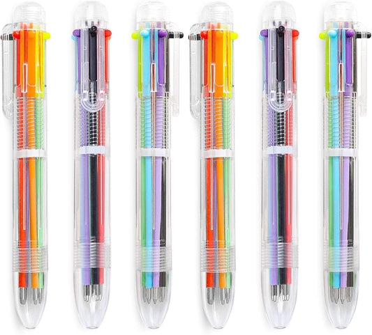 Hutou 24 Pack 0.5mm 6-in-1 Multicolor Ballpoint Pen 6 Colors Retractable Ballpoint Pens for Office School Supplies Students Children Gift, Kids Party Favors Pen(24 Pack)