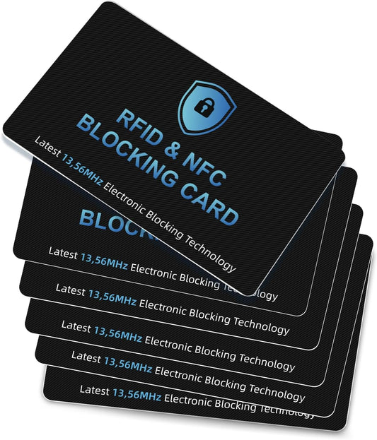 6 Pack RFID Blocking Cards Premium Contactless NFC Debit Credit Card Passport Protector Blocker Set for Men & Women, Smart Slim Design Perfectly fits in Wallet/Purse (6)