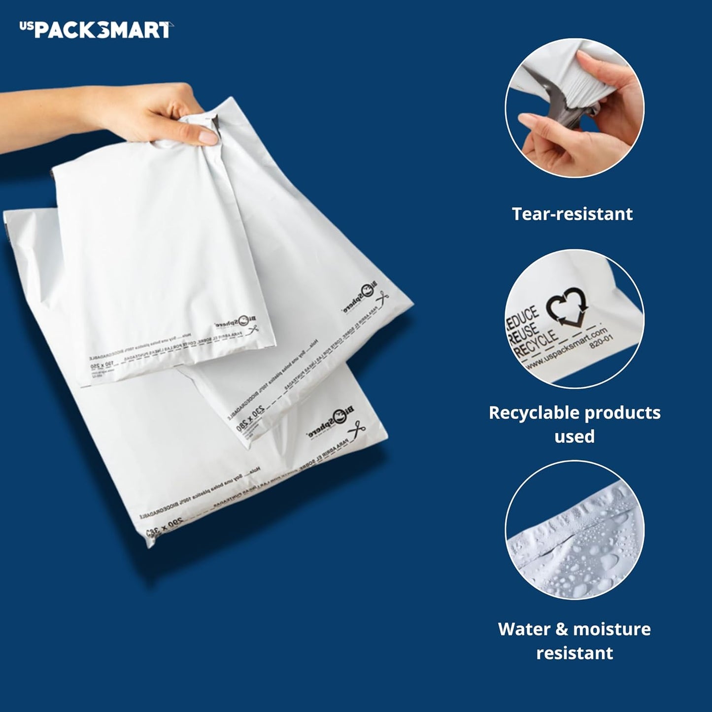 Black Plastic Poly Mailers 12"x15" | Shipping Bags for Clothing, Books & Accessories | Durable Shipping Envelopes | Waterproof and Tear-Proof with Strong Self-sealing Adhesive | 100-Pack