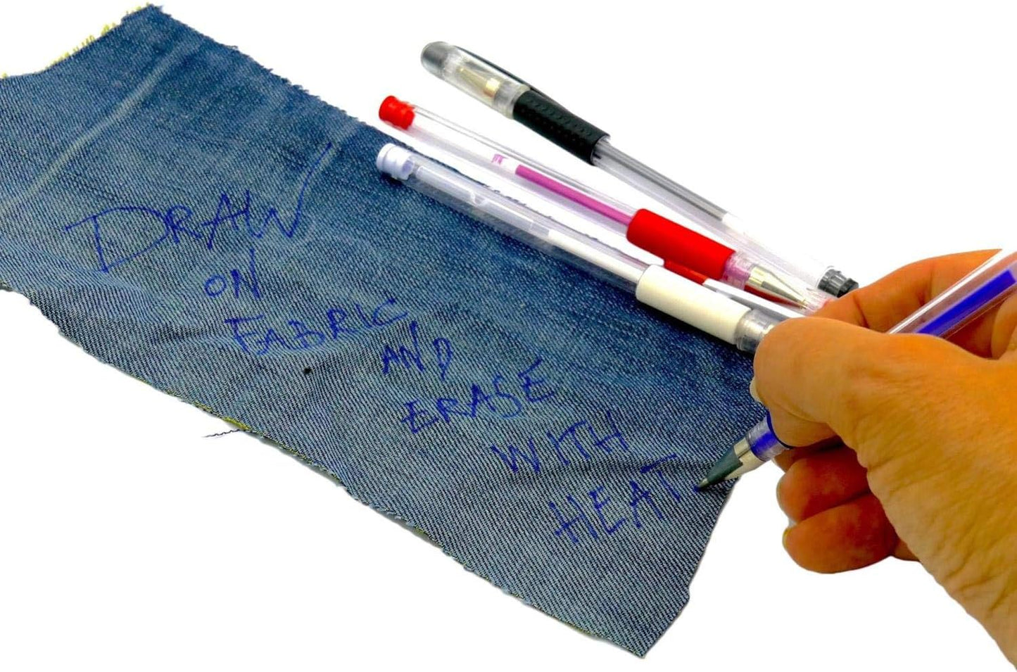 Madam Sew Heat Erasable Fabric Marking Pens for Sewing and Quilting | Fabric Markers for Sewing, Embroidery, Dressmaking with 4 Pens + 4 Refills | No Ghost Lines, Disappearing Ink for Precise Marking