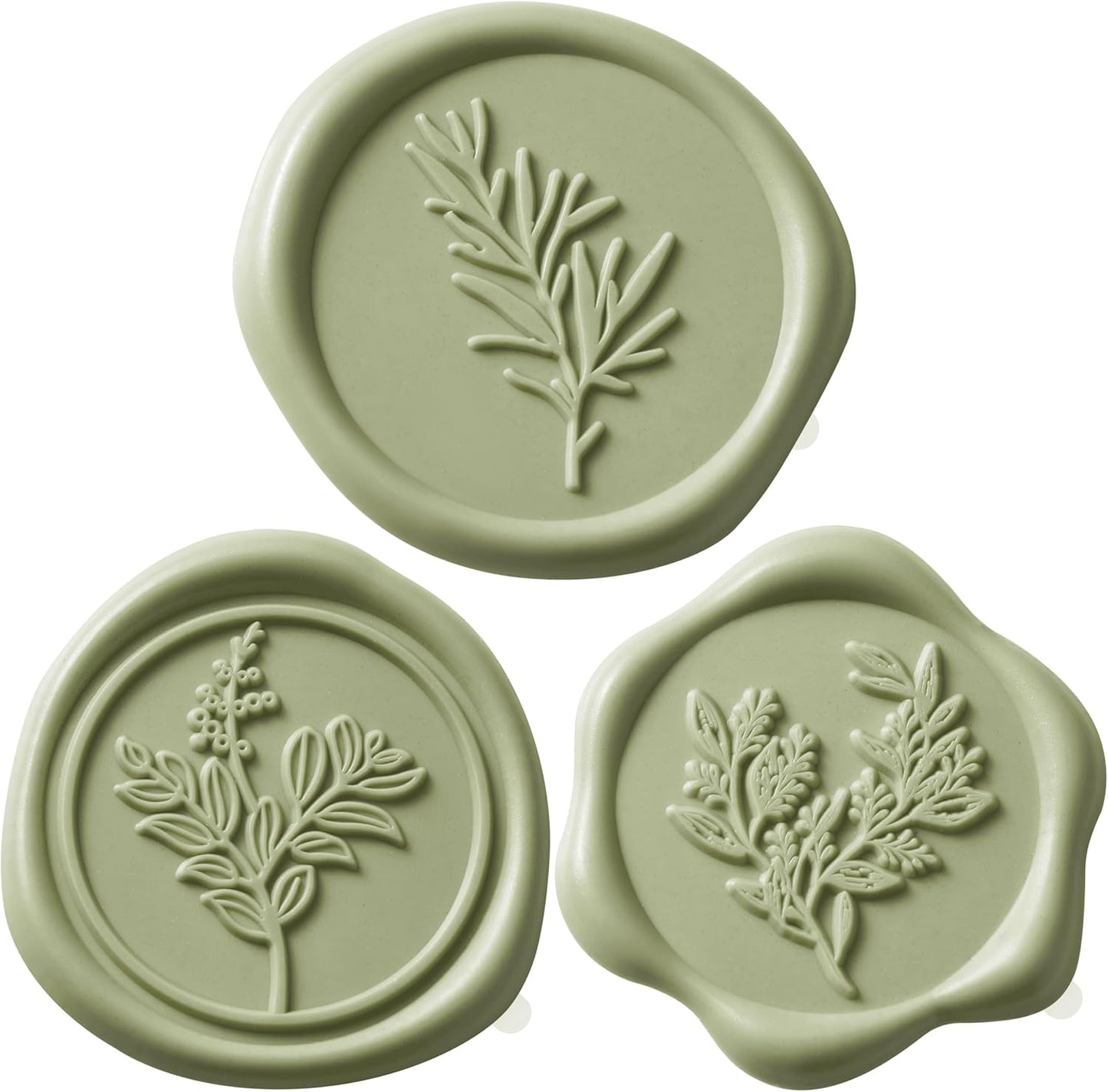 Sage Green Wax Seal Stickers (60 Pcs, 3 Designs in 1 Pack) Premium Envelope Seal Stickers Wedding Invitation Envelopes, Adhesive Wax Seals Perfect for Seating Chart, Gift Wrapping