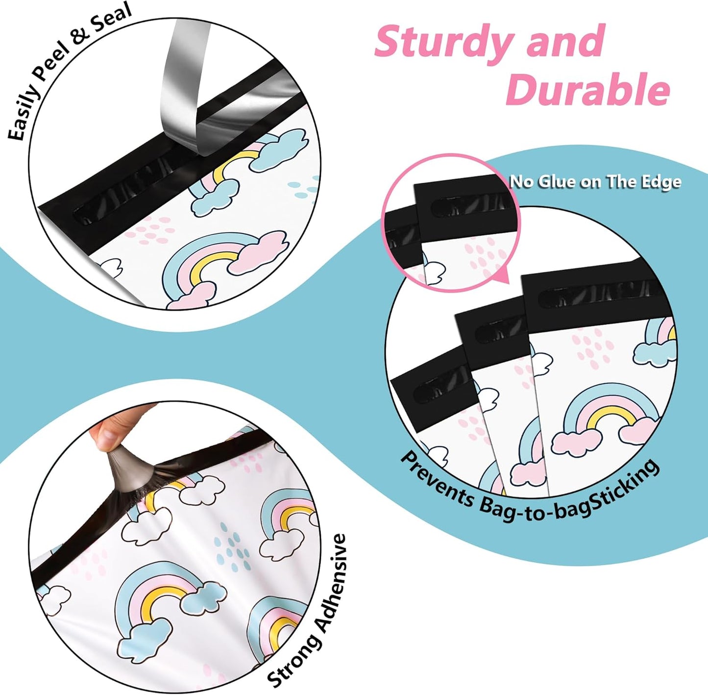 Poly Mailers 6x9 Inch 100 Pcs - Rainbow Printed Shipping Bags, 2.4mil Thickness, Waterproof and Tear Resistant Mailing Envelopes, Self-Sealing Packaging Bags for Small Business