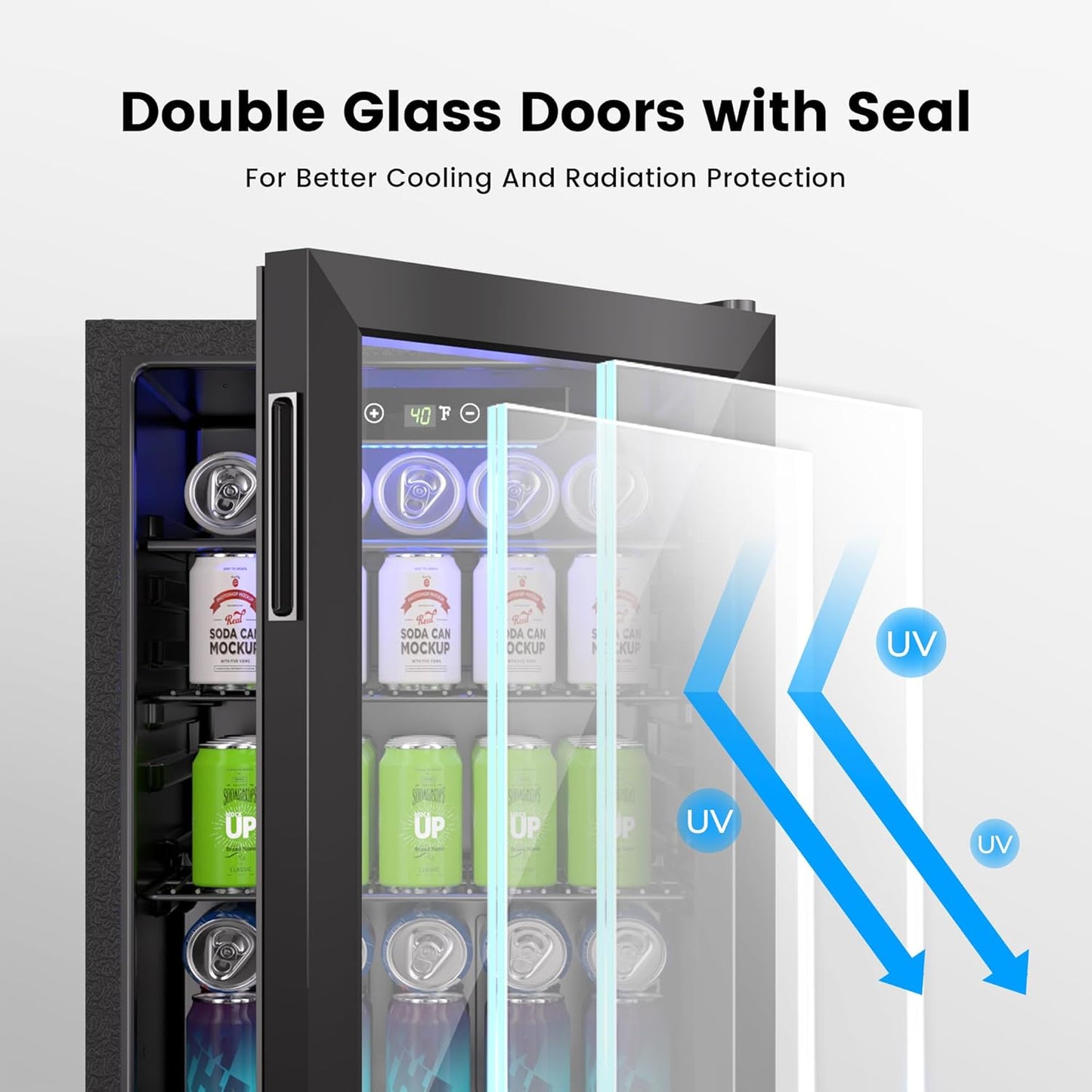 Wine Cooler, 26 Bottle 95 Can Mini Wine Fridge with Clear Glass Door for Beer Soda Water Drink, Small Wine Cellar Beverage Refrigerator for Bedroom Office Home Bar Dorm, 2.6 Cu.Ft