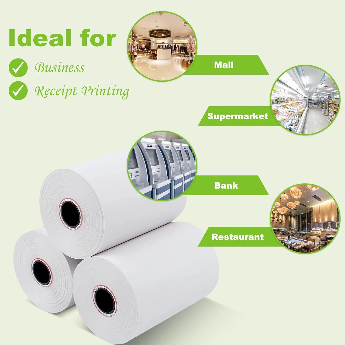 MFLABEL 2-1/4" x 50' Thermal Paper Rolls - 100 Rolls Bulk POS Receipt Papers for Clover, First Data Terminals | Credit Card Paper with HD Printing, Fade-Proof & Jam-Free Guarantee