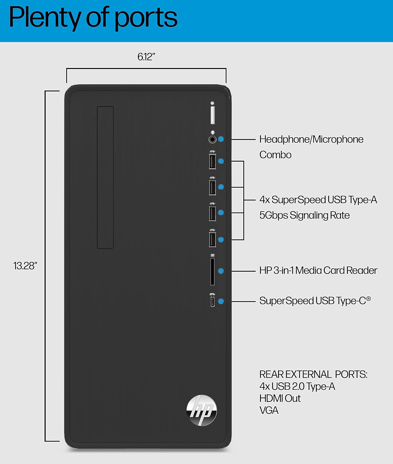 HP Pavilion Tower Desktop Computer, Intel 8-Core i7-10700F up to 4.8GHz, 16GB DDR4 RAM, 1TB PCIe SSD, GeForce GT 610 2GB, WiFi 6, Bluetooth, RJ-45, Type-C, KB & Mouse, Black, Windows 11 Pro, Tichang