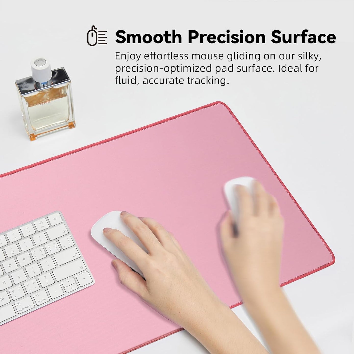 Waterproof Large Gaming Mouse Pad with Durable Stitched Edges, Non-Slip Rubber Base, Smooth Surface Mouse Mat Desk Pad for Home Office Gaming, 31.5"x11.8"x0.12", Dusty Rose