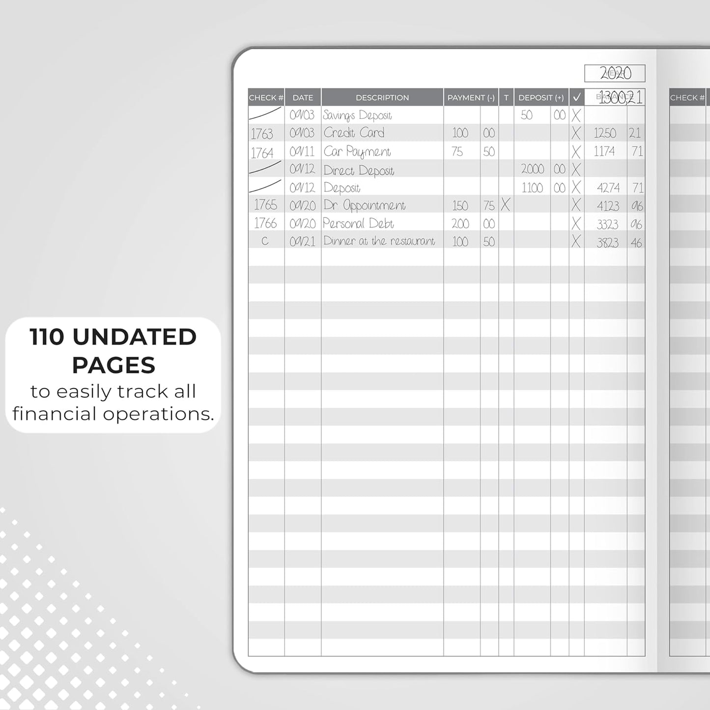 Clever Fox Check Register Book - Deluxe Transaction Register, Accounting Ledger Book, Checkbook Register & Checking Account Register Book for Personal and Work Use, A5 Hardcover - Gray