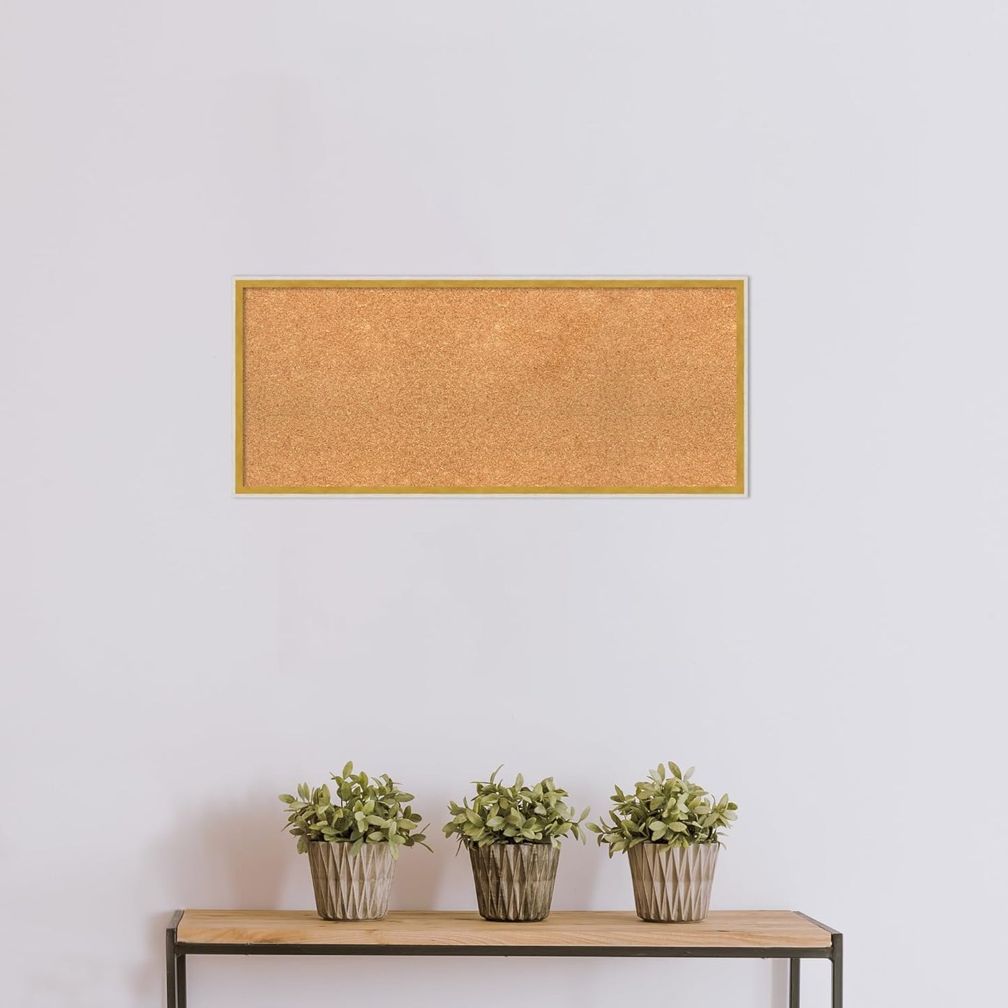 Amanti Art Natural Cork Board for Wall, 15x35 Vision Board with White Frame, Medium Corkboard Office Decor for Home Organization, Modern Corkboard Pinboard to Display Items for Home Organization in