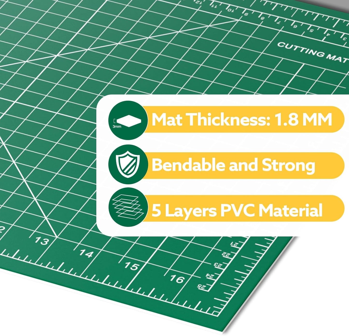 5 Packs Self Healing Cutting Mat 12" x 18" Rotary Cutting Sewing Mat A3, 5-Ply Cutting Board for Fabric Crafting Sewing Scrapbooking Quilting and Precision Cutting