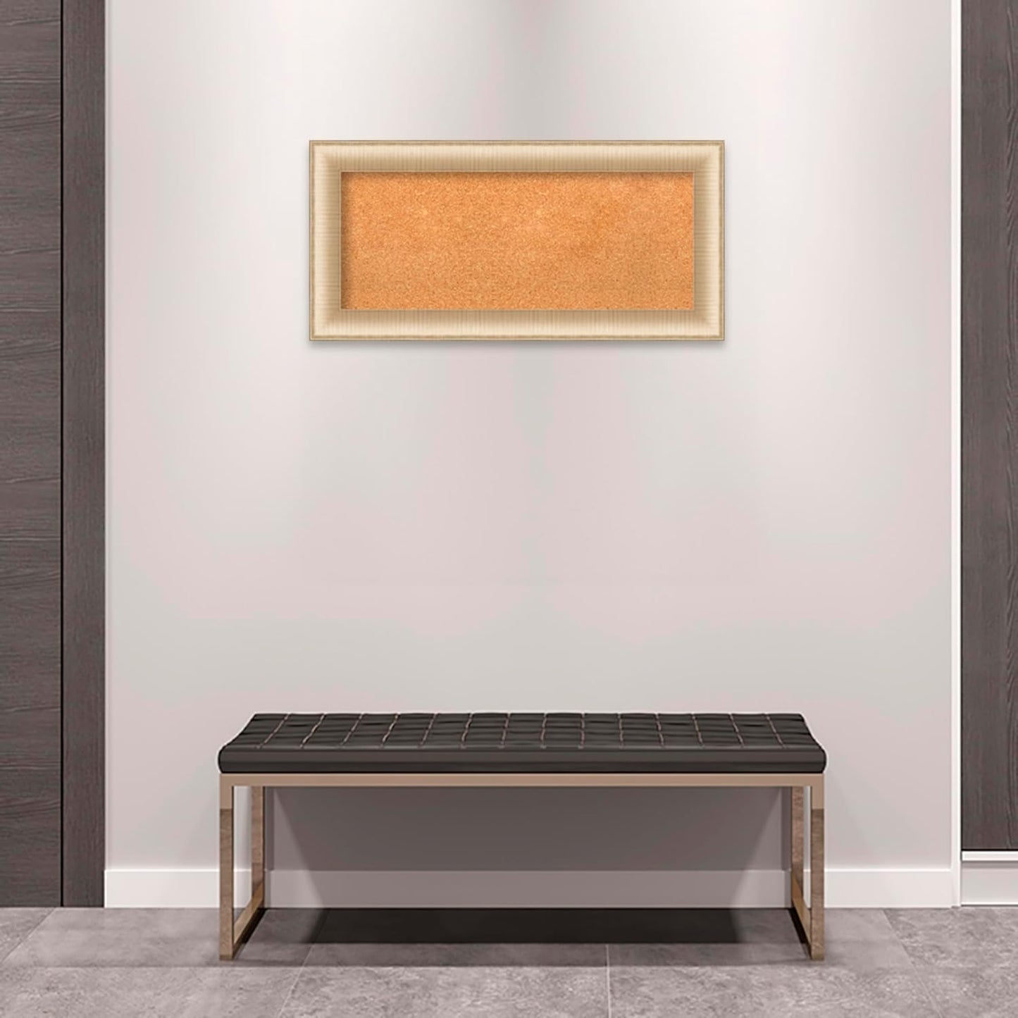 Amanti Art Natural Cork Board for Wall, 17x35 Vision Board with Gold Frame, Medium Corkboard Office Decor for Home Organization, Casual Corkboard Pinboard to Display Items for Home Organization in
