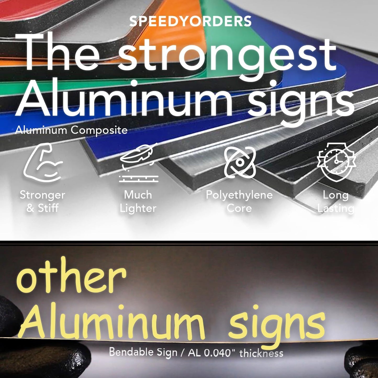Custom Metal Signs, Personalized Aluminum, Business Safety Signs, Waterproof Outdoor, White Aluminum (10x7 In, Black Background)