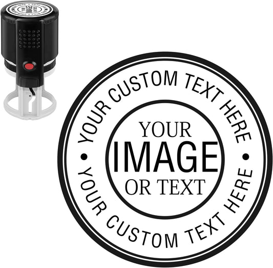 Custom Stamps for Business | Custom Logo Stamp | Personalized Self Inking Stamp Customized Business Logo Text Rubber Stamper, 4 Sizes/5 Color Options (1-inch)