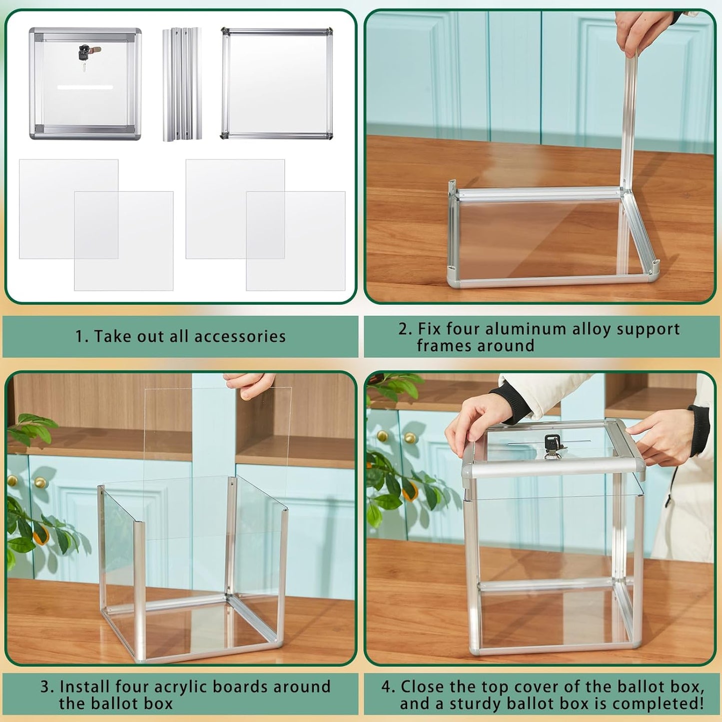 2 Pcs 12 x 12 x 12 in Acrylic Donation Raffle Box with Slot & Lock, Large Clear Ballot Offering Suggestion Ticket Container for Fundraising Drawing Tip Jar Voting (Clear)