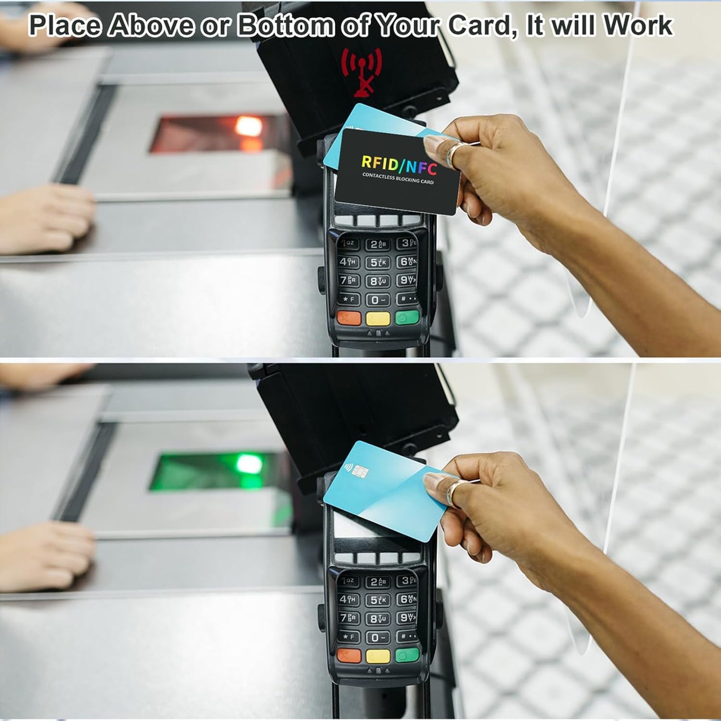 5pack RFID Blocking Cards,Contactless NFC Debit Credit Card Protector,One Card Protects Entire Wallet, Men & Women ID ATM Guard Card Blocker