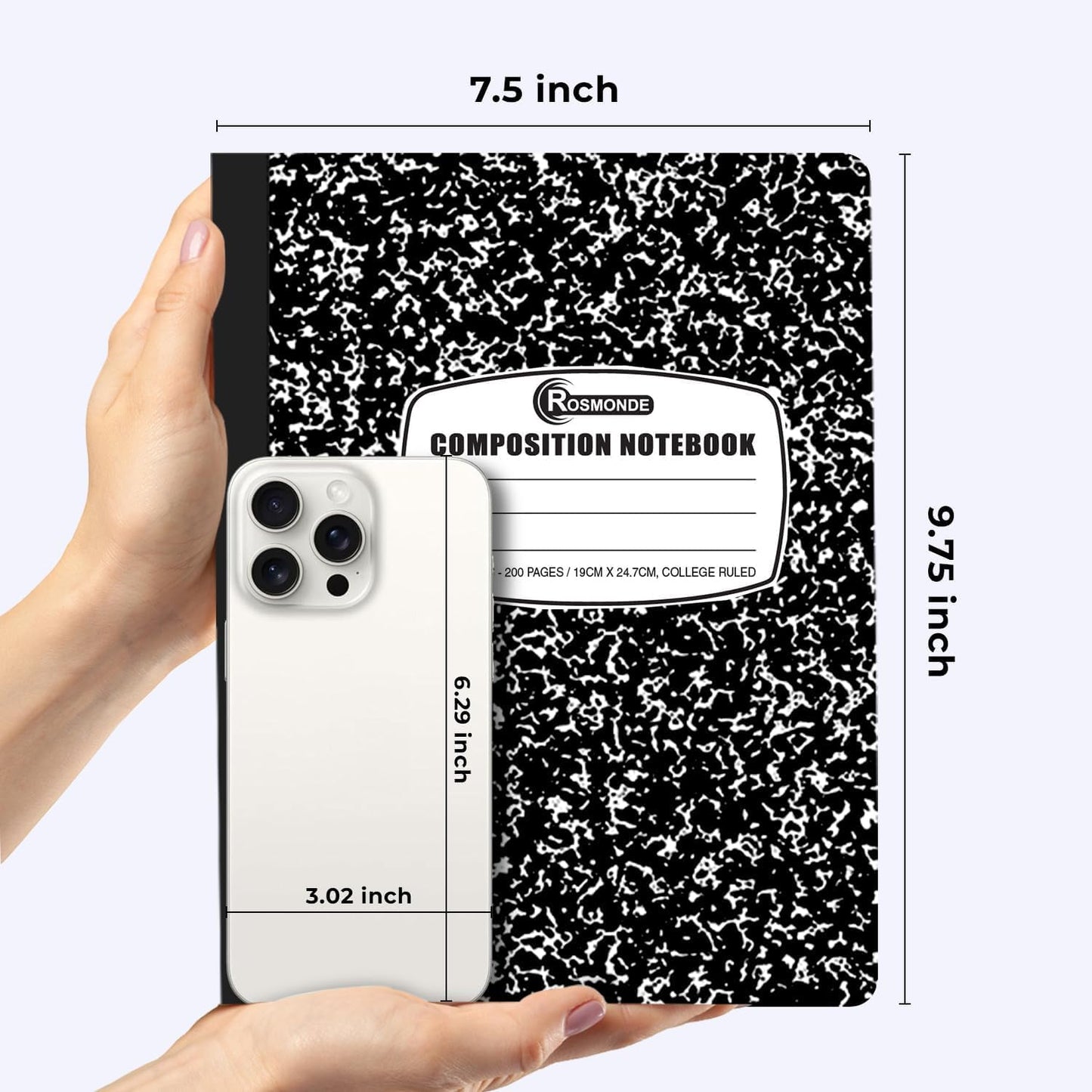 5000 Pack (Pallet) Composition Notebooks Bulk, College Ruled, 200 Pages (100 Sheets), 9-3/4 x 7-1/2, Bulk Supplies for School Districts, Black Marble Notebook, 4-7 Days Transit