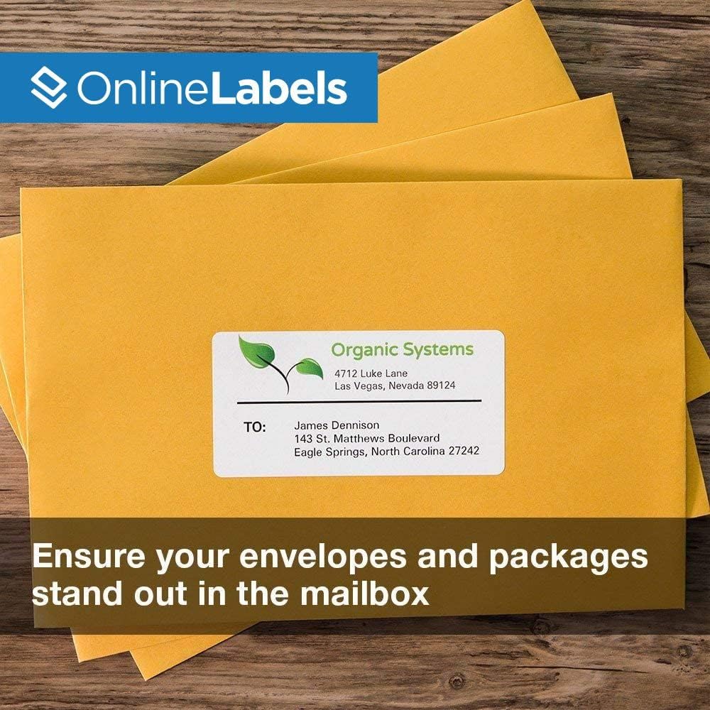 4 x 2 Rectangle Mailing Labels - Permanent, White Matte - Address, Shipping, Gift - Pack of 100 Labels, 10 Sheets - Inkjet/Laser Printers
