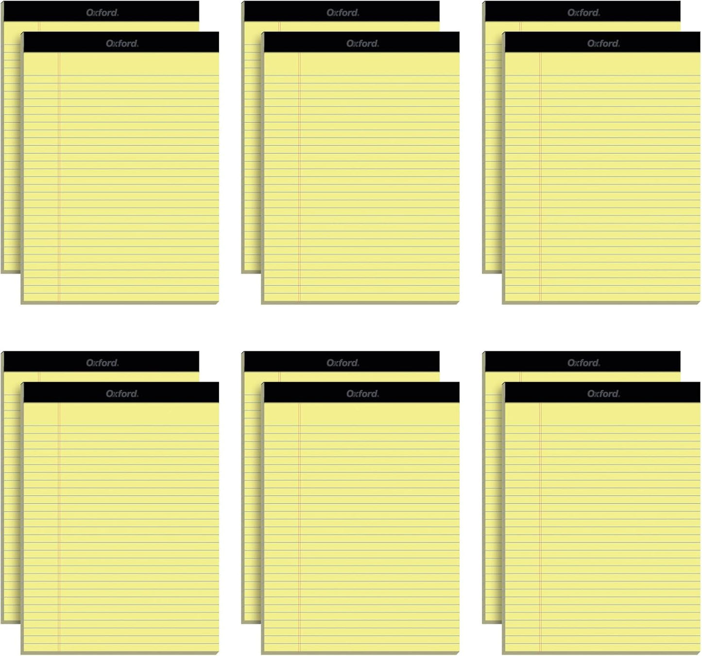 Oxford 8.5 x 11 Legal Pads, 12 Pack, Wide Ruled, Yellow Paper, 50 Sheets Per Writing Pad, Made in the USA (74020)