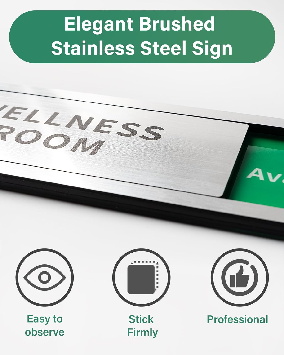 Restroom Sliding Door Signs Do Not Disturb, In Use/Available Slider Sign for Business Home Office Wellness Vacant Occupied Privacy Slide Door Sign，Brushed Silver
