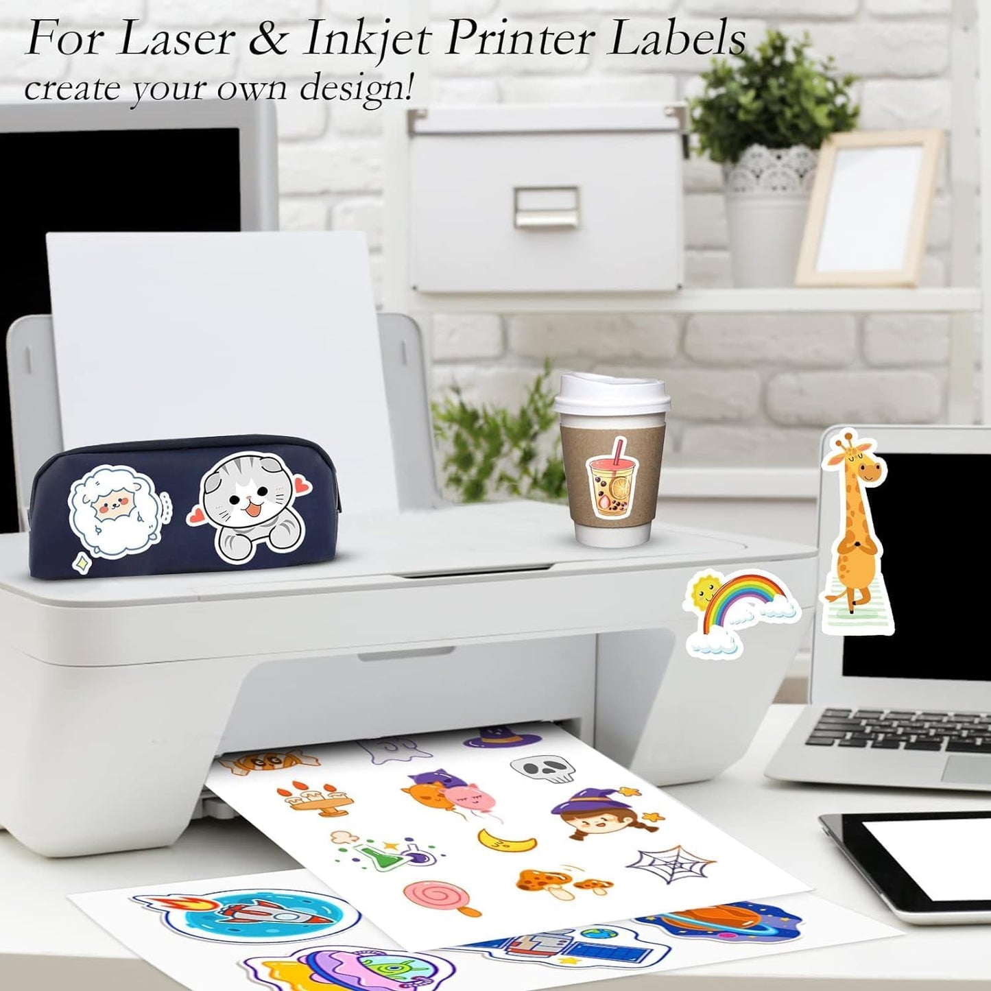 4000 Full Sheets Sticker Paper for Laser & Ink Jet Printers, 8.5" x 11" Full Sheet Address Shipping Label, 4000 Sheets 4000 Labels