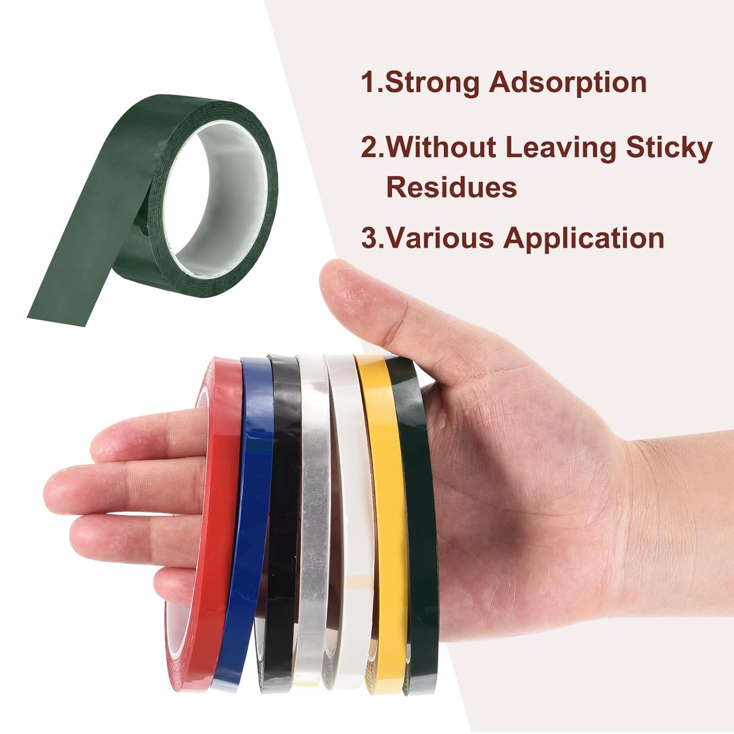 MECCANIXITY 2 Rolls Whiteboard Tape Graphic Chart Tape 40mm 54.7 Yard Art Tape Thin Self-Adhesive Pinstripe Tape Masking Tape for Gift Wrapping Craft Supplies, Green