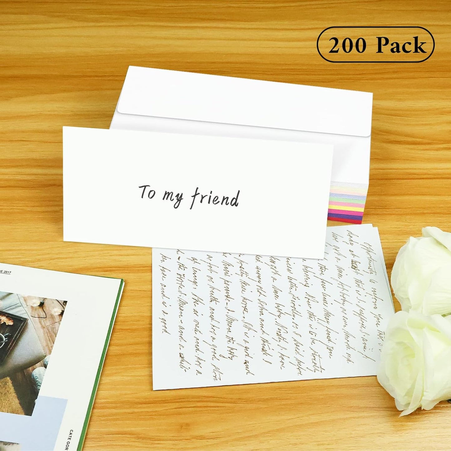 200 Pack Colorful #10 Business Envelopes, Standard Envelopes Self Seal, Letter Size Business Mailing Envelopes for Checks Letters Invoices Birthday Graduation Wedding, 4 1/8 x 9 1/2 Inch