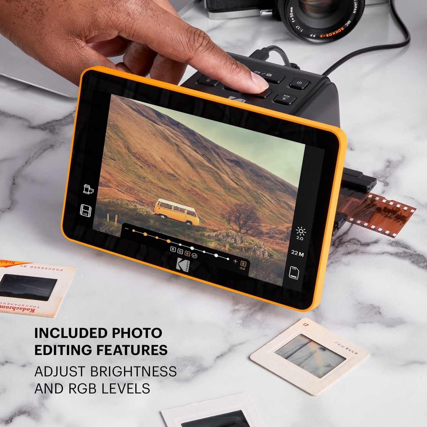 Kodak Slide N Scan Max Digital Film Slide Scanner, Black/Yellow (RODFS70)