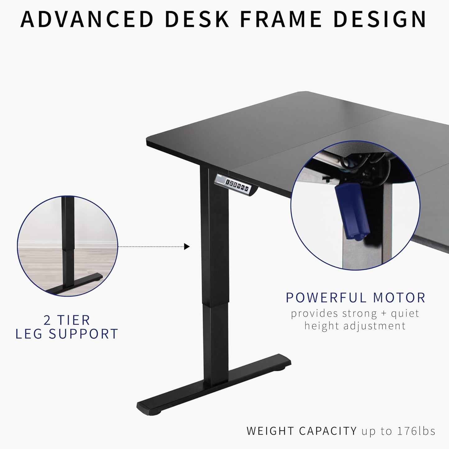 VIVO Electric 60 x 30 in Rustic Standing Desk, Memory Height Adjustment, 1B Series, Vintage Brown Top Black Frame, DESK-KIT-1B6N-30
