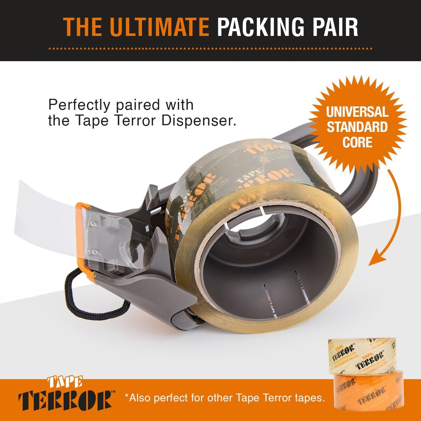 Clear Packing Tape with Dispenser (2 Rolls) - Professional Grade for Boxes - Packaging, Shipping with Refillable Dispenser, Fits Standard Bulk Up to 2" Wide