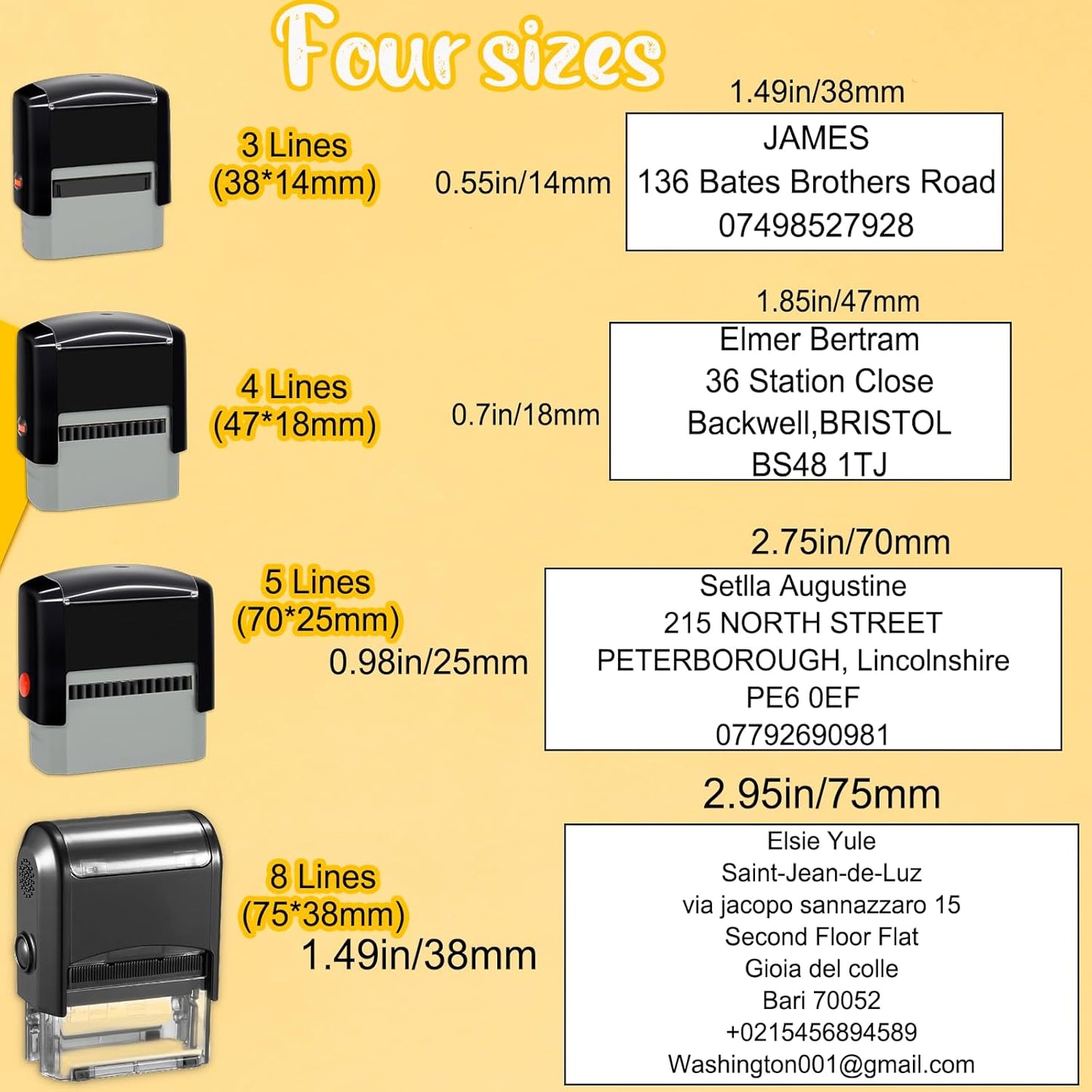 Personalized Stamp Custom Self-Inking Rubber Stamps for Business Customized Return Address with Name Date Up to 3 Lines-38x14mm