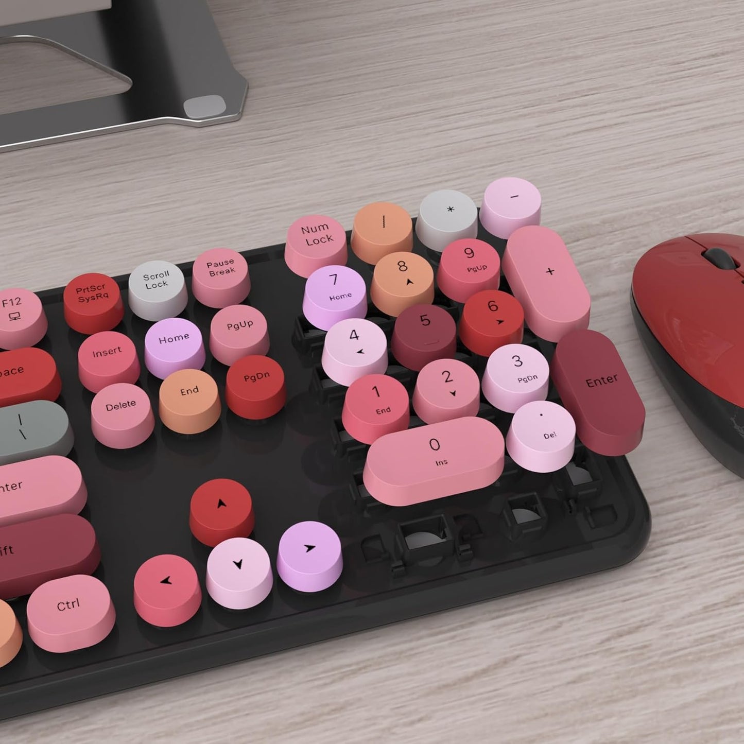 UBOTIE Colorful Computer Wireless Keyboard Mouse Combos, Typewriter Flexible Keys Office Full-Sized Keyboard, 2.4GHz Dropout-Free Connection and Optical Mouse (Black-Colorful)