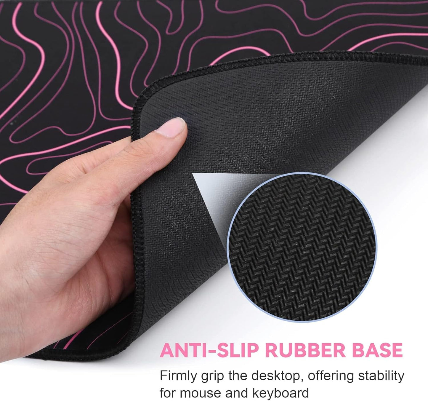 Large Mouse Pad for Desk - Gaming Mouse Pad with Non-Slip Base Stitched Edges, Desk Mat Desk Pad for Keyboard and Mouse
