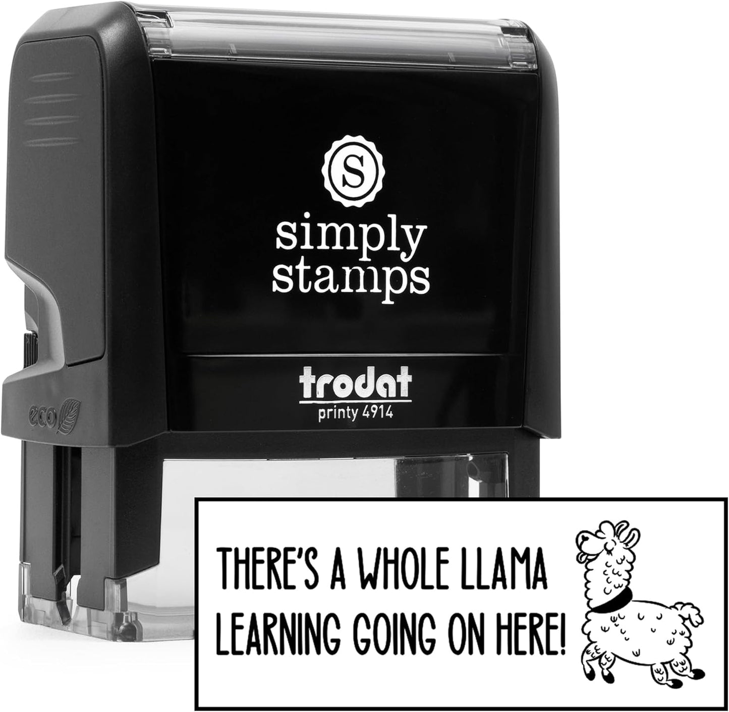 Whole Llama Learning | Custom Self-Inking Stamps | Large | 49 Designs | Fun Phrases | Grading Made Easy | Classroom & Library Book Stamps