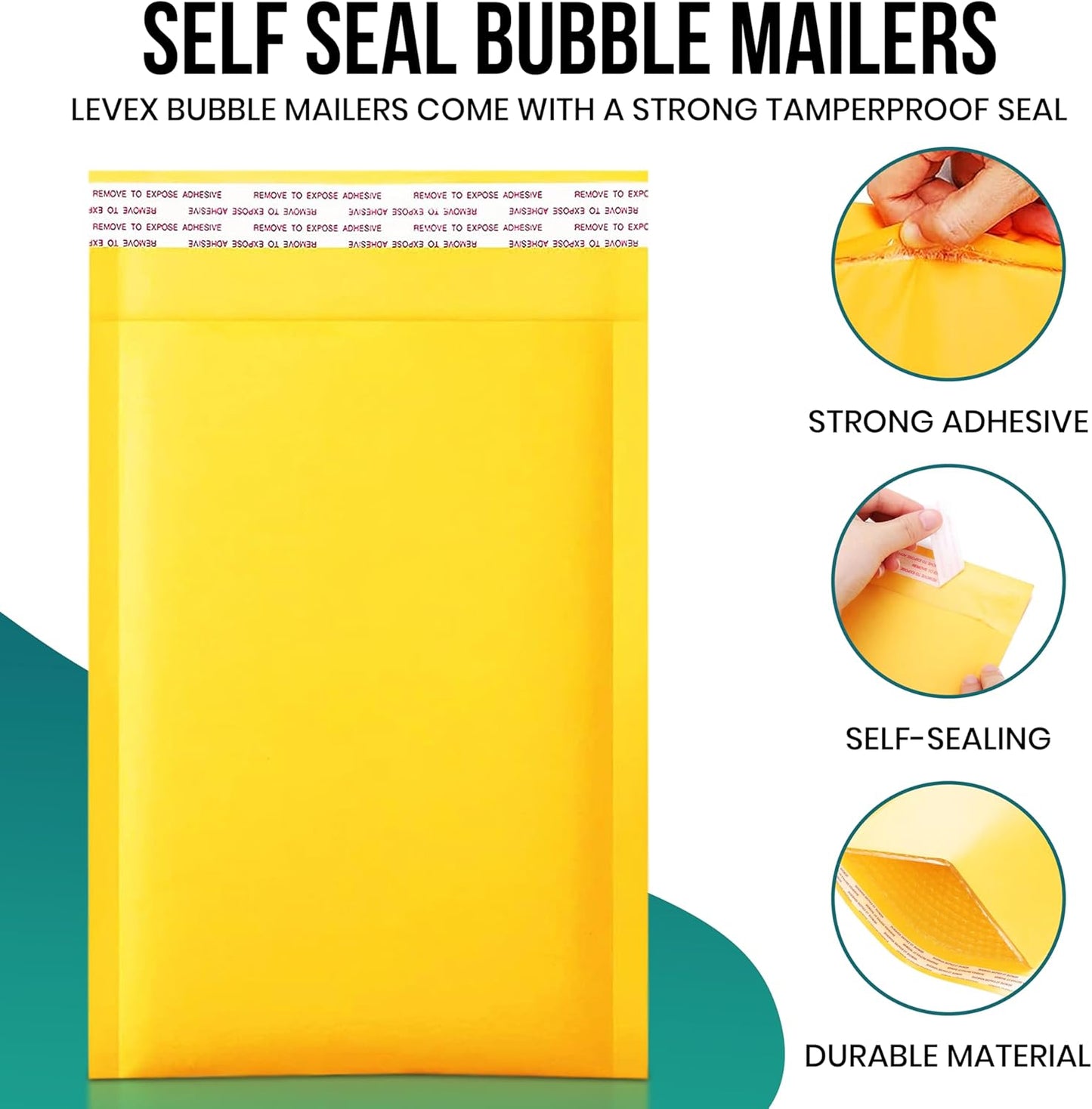 Levex - #4 9.5" x 14.5 [100 Pack) Kraft Bubble Mailers, Padded Envelope Mailers, Packing Envelope & Mailing Bags for Shipping