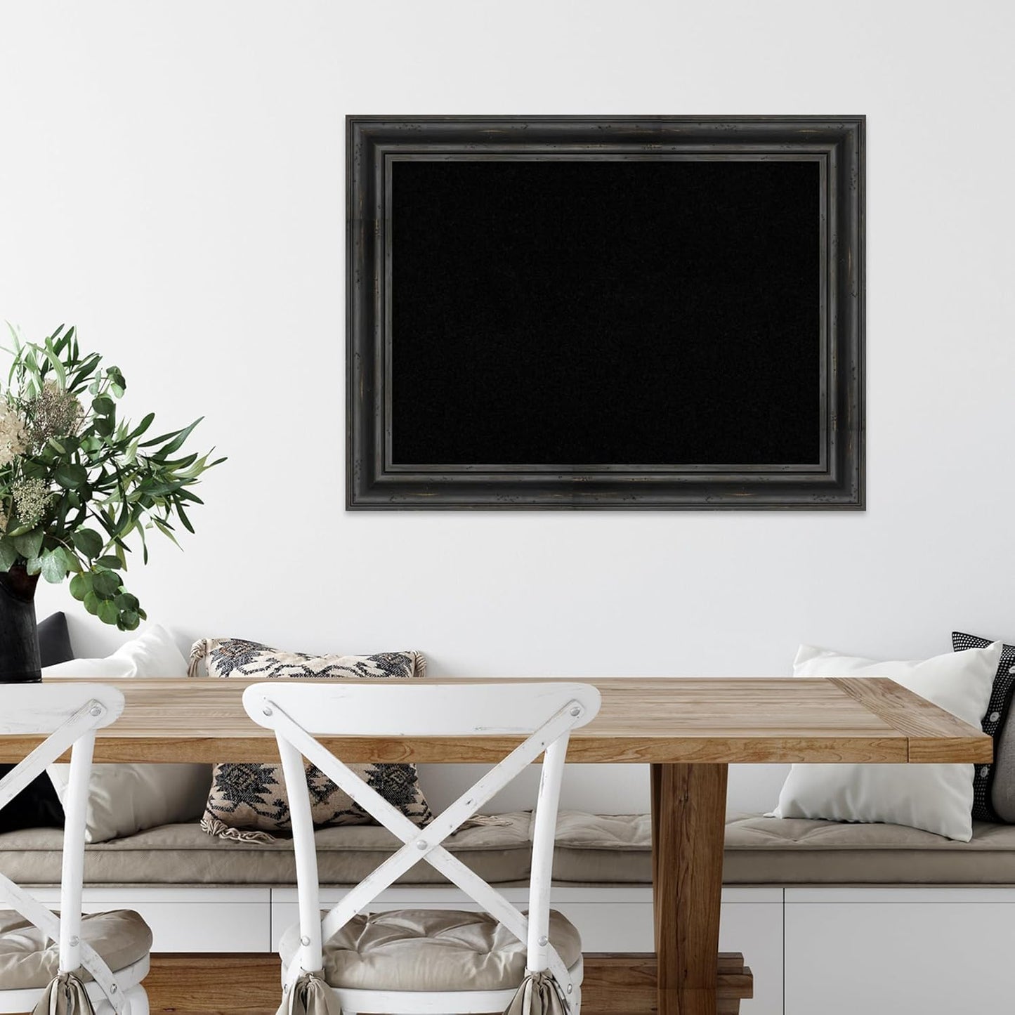 Amanti Art Black Cork Board for Wall, 25x33 Vision Board with Black Wood Frame, Medium Corkboard Office Decor for Home Organization, Country Rustic Corkboard Pinboard to Display Items for Home