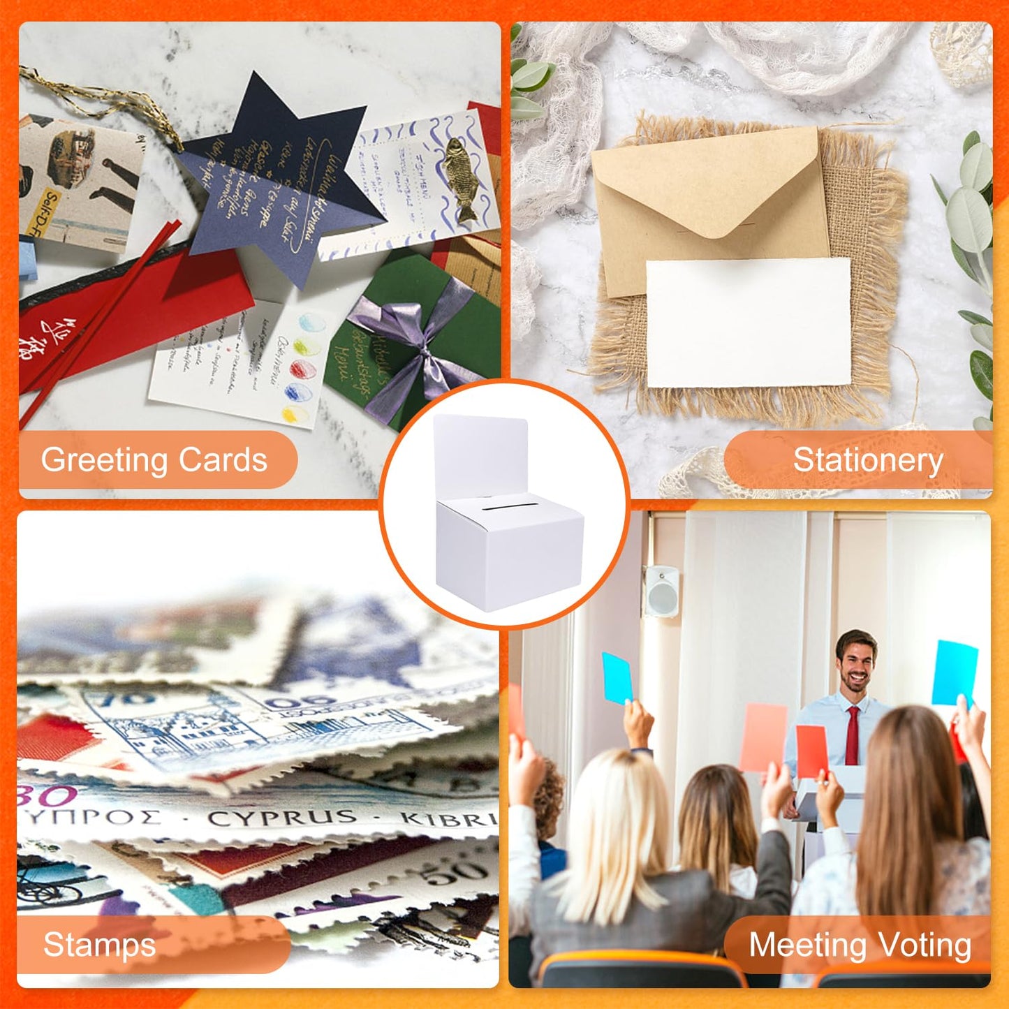 24 Pack Cardboard Ballot Box with Slot, White Glossy Raffle Boxes 6.5x4.5x4.5Inch, Suggestion Boxes with Removable Slot, Donation Boxes for Fundraising,Collecting Card and Voting Contest