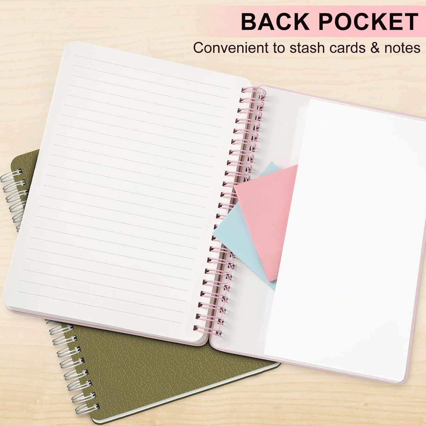 Lined Spiral Journal Notebook, B5 Hardcover Leather Notebook for Work, 7.8''×10'', 100GSM Thick Paper Spiral Bound Journaling Notebooks for Women & Men Office School Note Taking Business, Pink